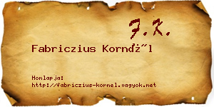 Fabriczius Kornél névjegykártya