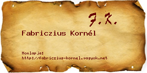 Fabriczius Kornél névjegykártya