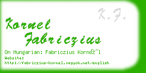 kornel fabriczius business card